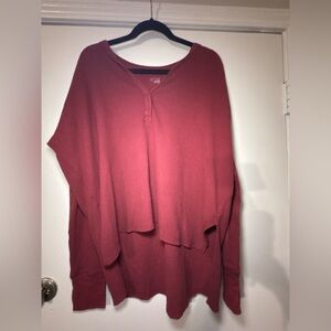 Offline by Aerie Red Henley Shirt